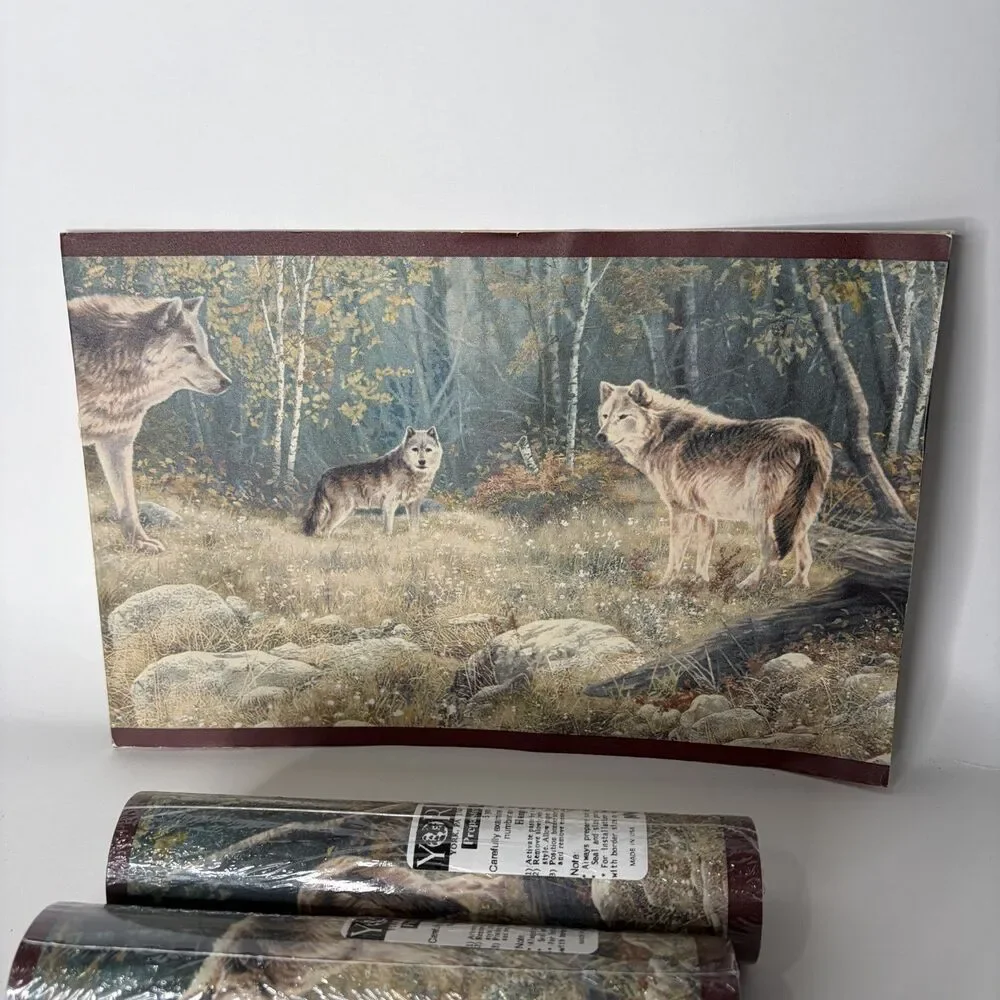 Vintage Wallpaper Border Prepasted Wolf Wolves Cabin Mauve Edge Outdoor 15 Yards